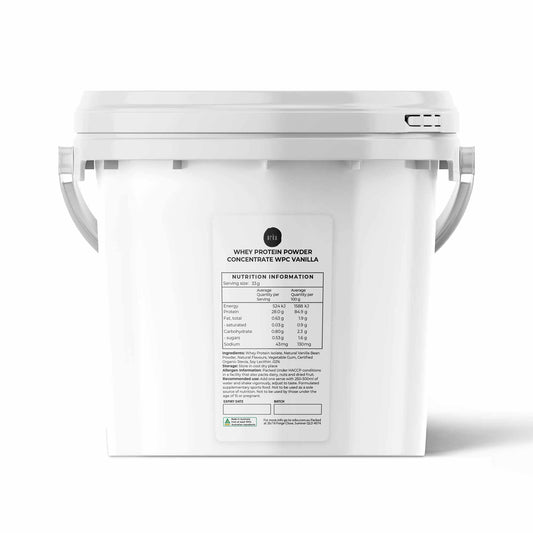 2Kg Whey Protein Powder Concentrate - Vanilla Shake WPC Supplement Bucket